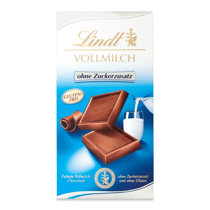 Lindt Vollmilch Glutenfrei ohne Zuckerzusatz Tafel 100g