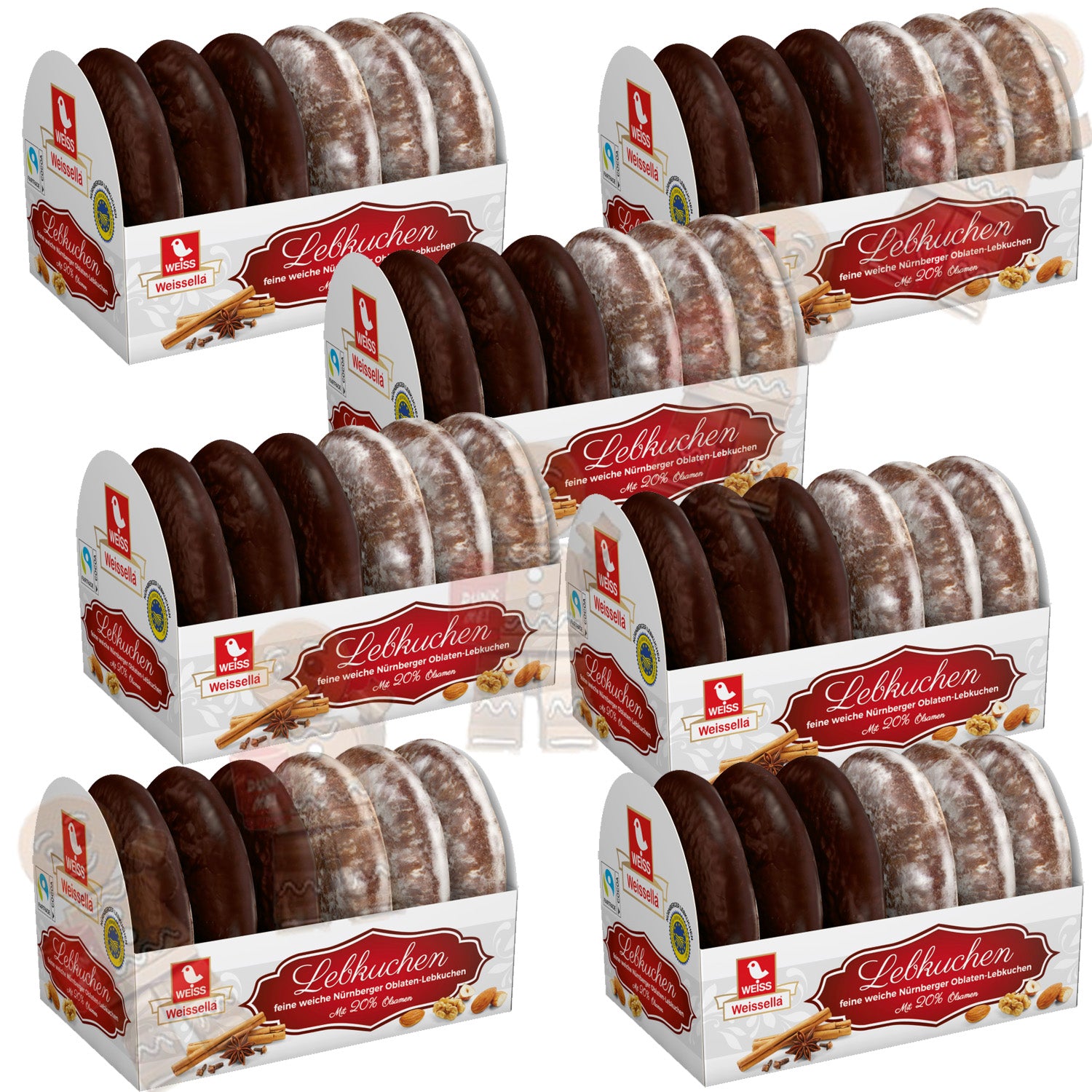 WEISS 7x 200g Weissella Oblaten Lebkuchen ZWEIFACH  20% Nüsse 1,4 Kg MHD: 04/2026