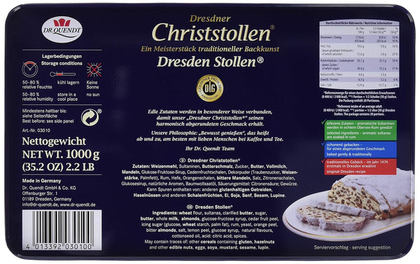 Dr.Quendt Dresdner Christstollen Geschenkdose 1kg