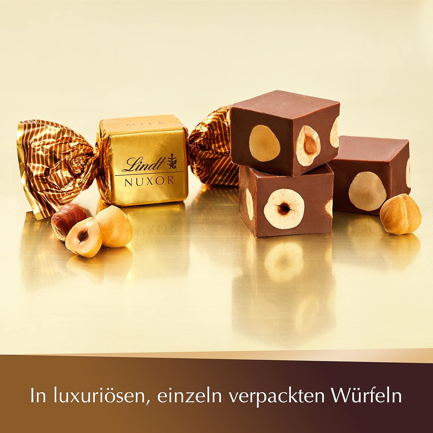 Lindt 41% Nuss NUXOR Gianduja Milch-Schokolade ganze Haselnuss 500g Beutel
