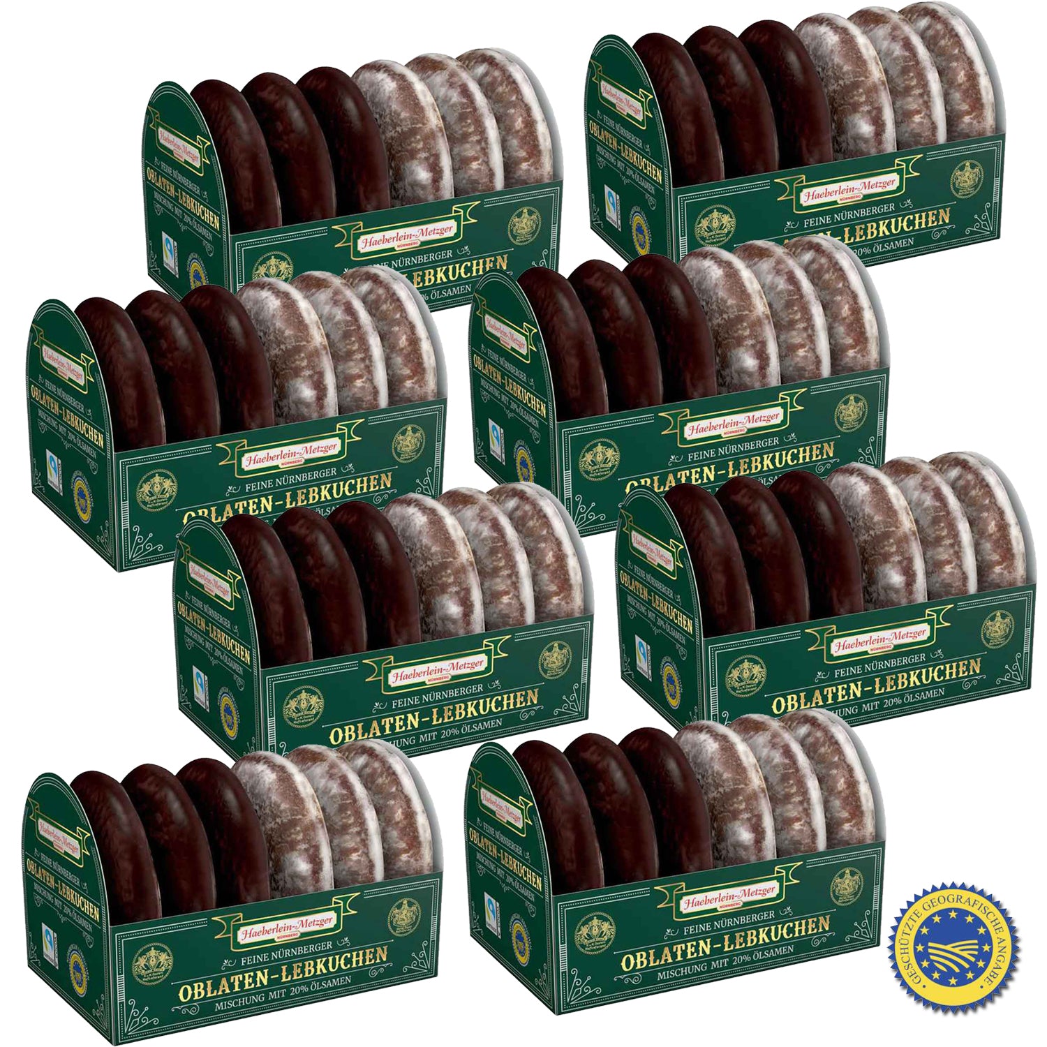 Haeberlein Metzger 8 x 200g Feine Nürnberger Oblaten Lebkuchen 2-fach