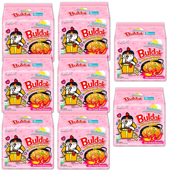 Samyang - 40 x Carbonara Hot Chicken 130 g - Asia Instant Ramen Nudeln Extra Scharf | 8x5er Pack | 5200g