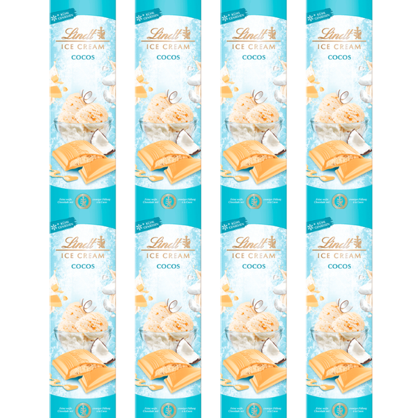 LINDT Sommer-Tafeln 8x 100g Weisse Schokolade mit erfrischend exotischer Cocos Füllung  800g