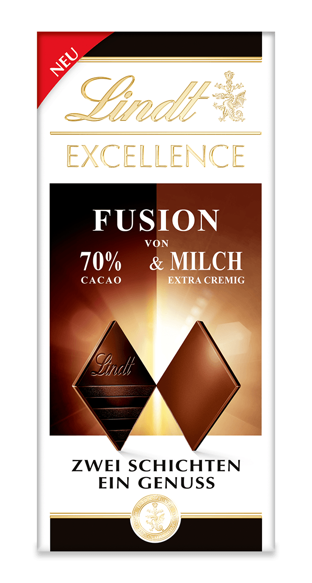 Fusion Schokolade 70%Kakao & Milch extra Creme 100g Lindt EXCELLENCE Tafel