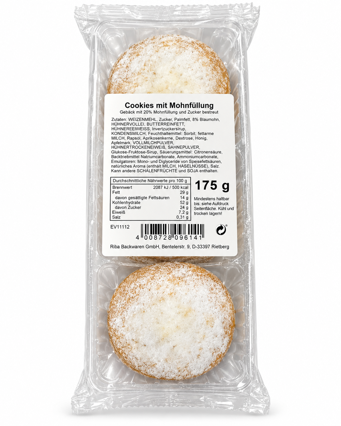 Cookies mit 20% Mohnfüllung 175g