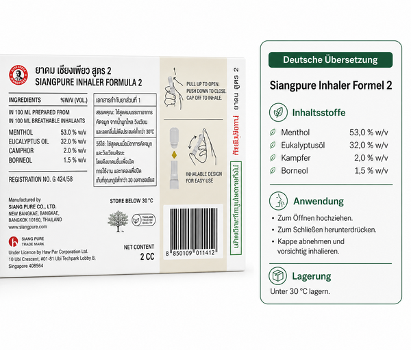 Siang Pure Formula 2 Traditioneller Thailändischer Kräuter Riechstift 2ml