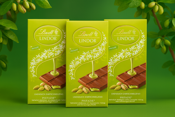 Lindor PISTAZIE Lindt Tafel in Vollmilchschokolade zartschmelzend, 3x 100g