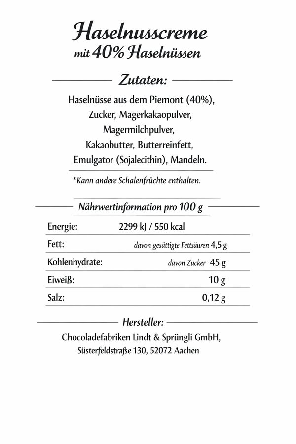 4x 220g Lindt  Haselnusscreme mit 40% Haselnüssen  Schokonuss Creme aufs Brot