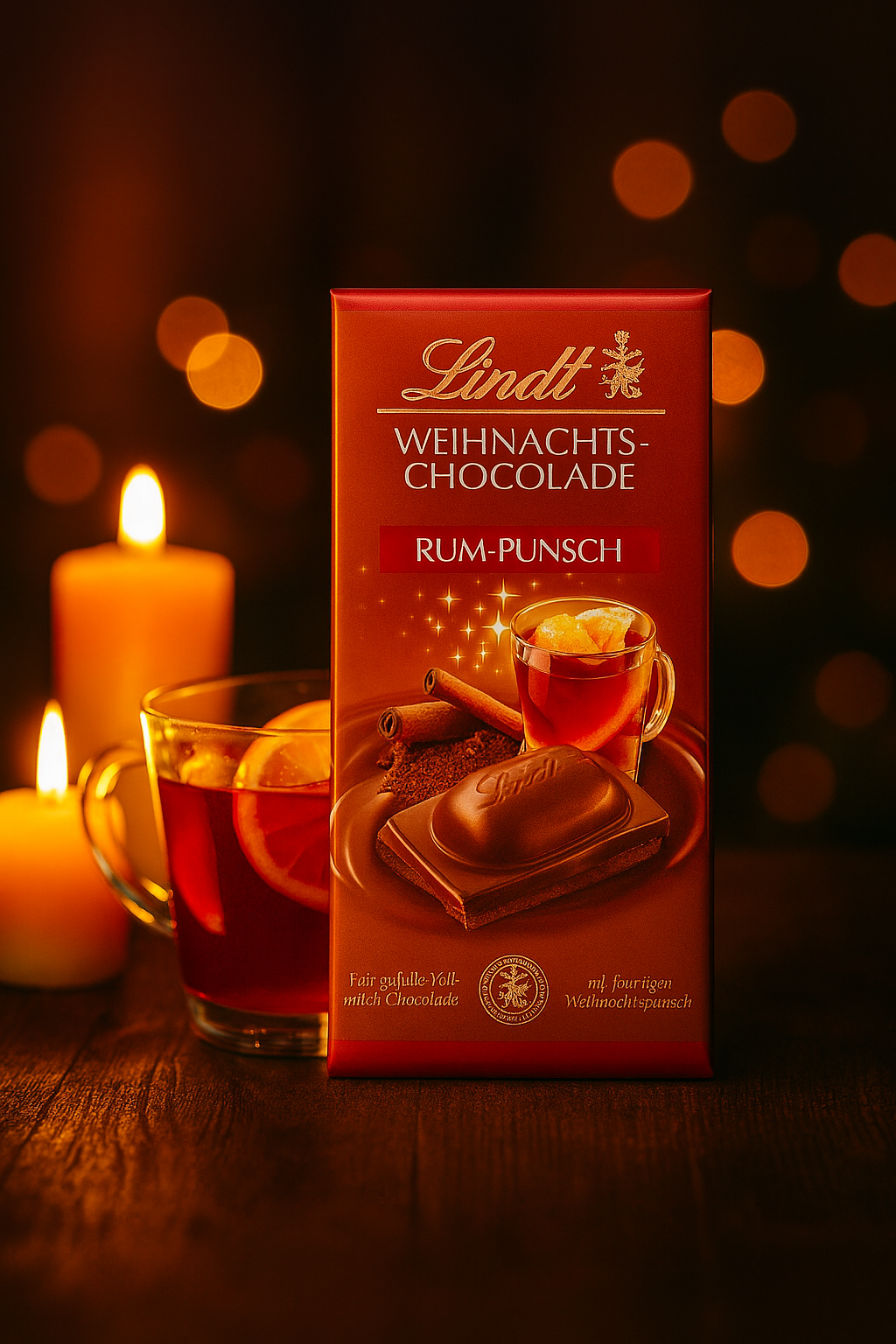 Lindt Weihnachtsschokolade Rum Punch | Weihnachts-Chocolade | 100g Tafel