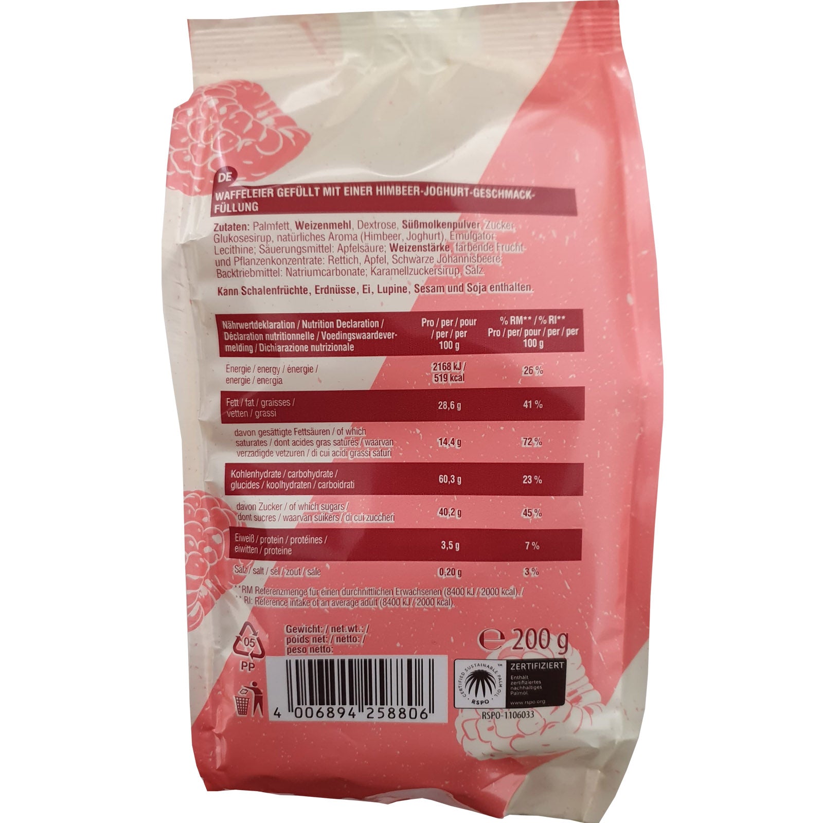 Lambertz Waffeleier Crisp'n Creamy Himbeer-Joghurt Waffeleier 200g