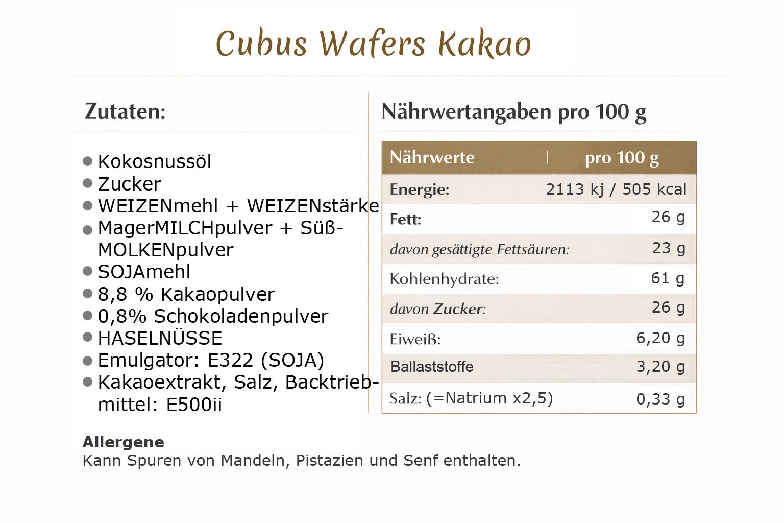 Feiny Biscuit Cubus Wafers Kakao 6x 125g | 750g