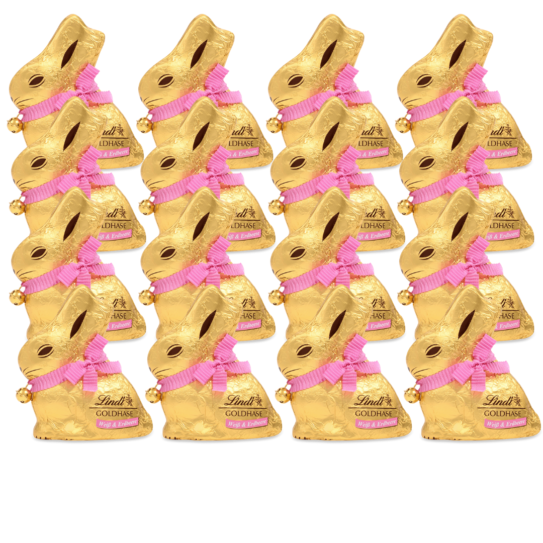 Lindt Goldhase  Osterhase WEISS & ERDBEERE 100g
