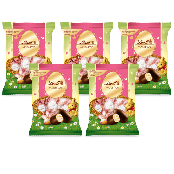 Lindt Marzipan-Eier 85g | 5 einzeln gewickelte Ostereier aus feinherber Milch-Schokolade mit Marzipan-Füllung