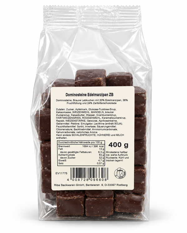 Dominosteine Edelmarzipan mit 24% Zartbitter 400 g