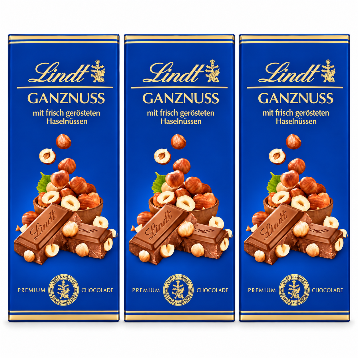 Lindt Ganznuss Vollmilch-Schokoladen Tafel 3x 100 g