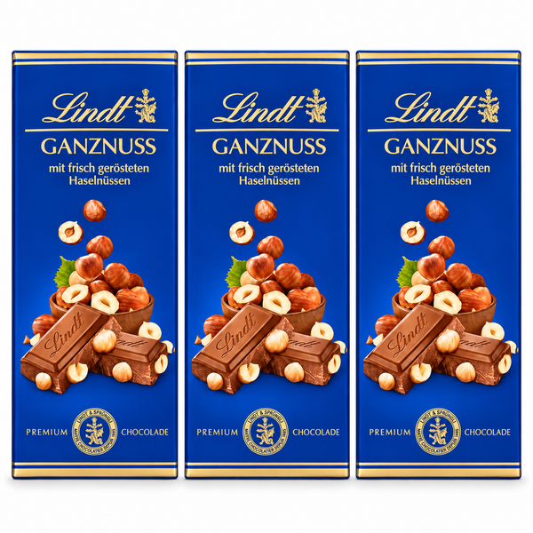 Lindt Ganznuss Vollmilch-Schokoladen Tafel 3x 100 g