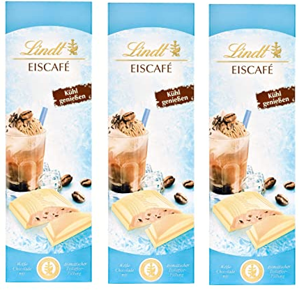 Lindt Schokolade Eiscafé 3x 100 g Tafel  Weiße Schokolade mit aromatischer Eiscafé-Créme-Füllung | Kühl genießen | Schokoladentafel | Schokoladengeschenk