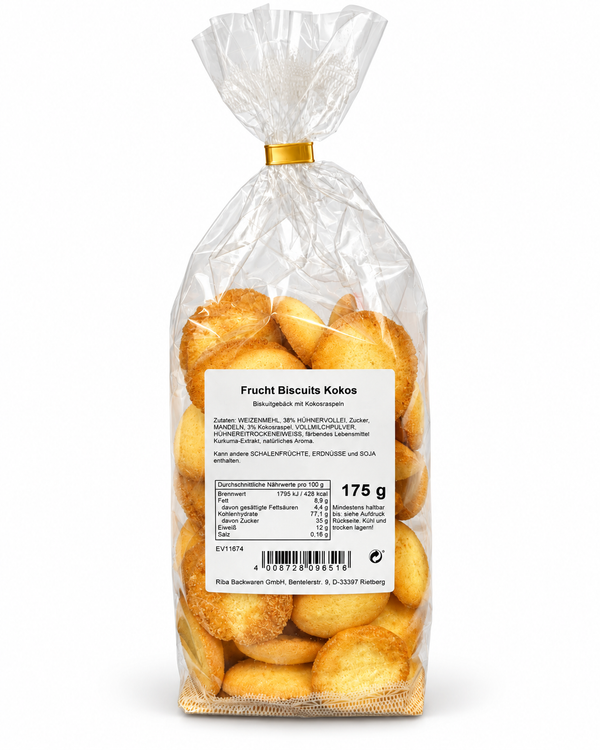 Frucht Biscuits Kokos 175 g – feines Biskuitgebäck mit Kokosraspeln