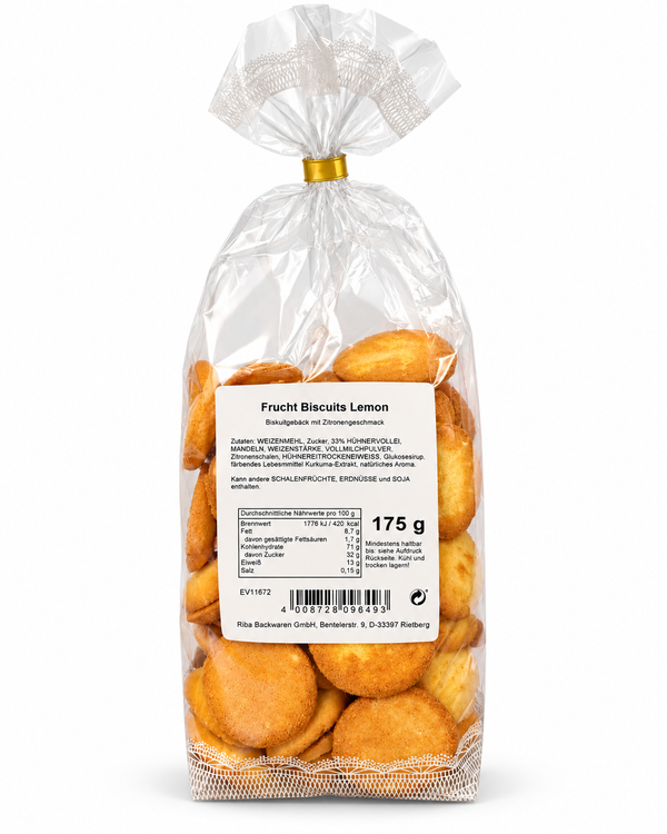 Frucht Biscuits Lemon 175g - Biskuitsgebäck mit Zitronengeschmack