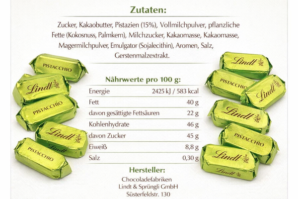 Lindt Giandujotto Pistacio (grün) Nougat Pralinen 500 g