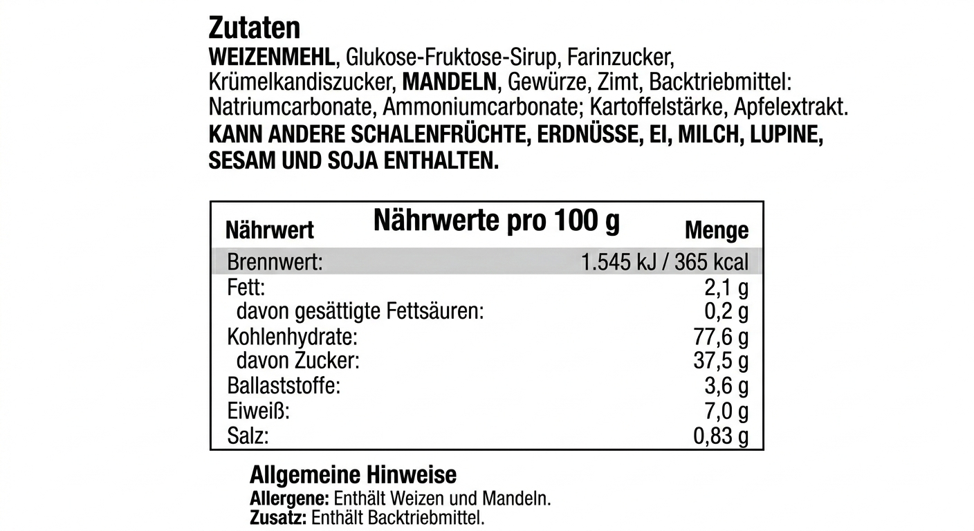 Lambertz Kräuter Printen mit halber Mandel 200g MHD: 30/04/2026
