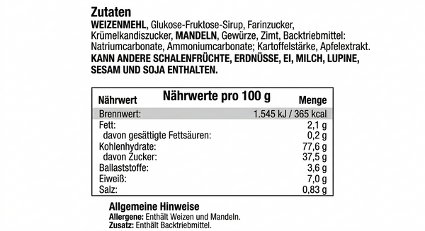 Lambertz Kräuter Printen mit halber Mandel 200g MHD: 30/04/2026