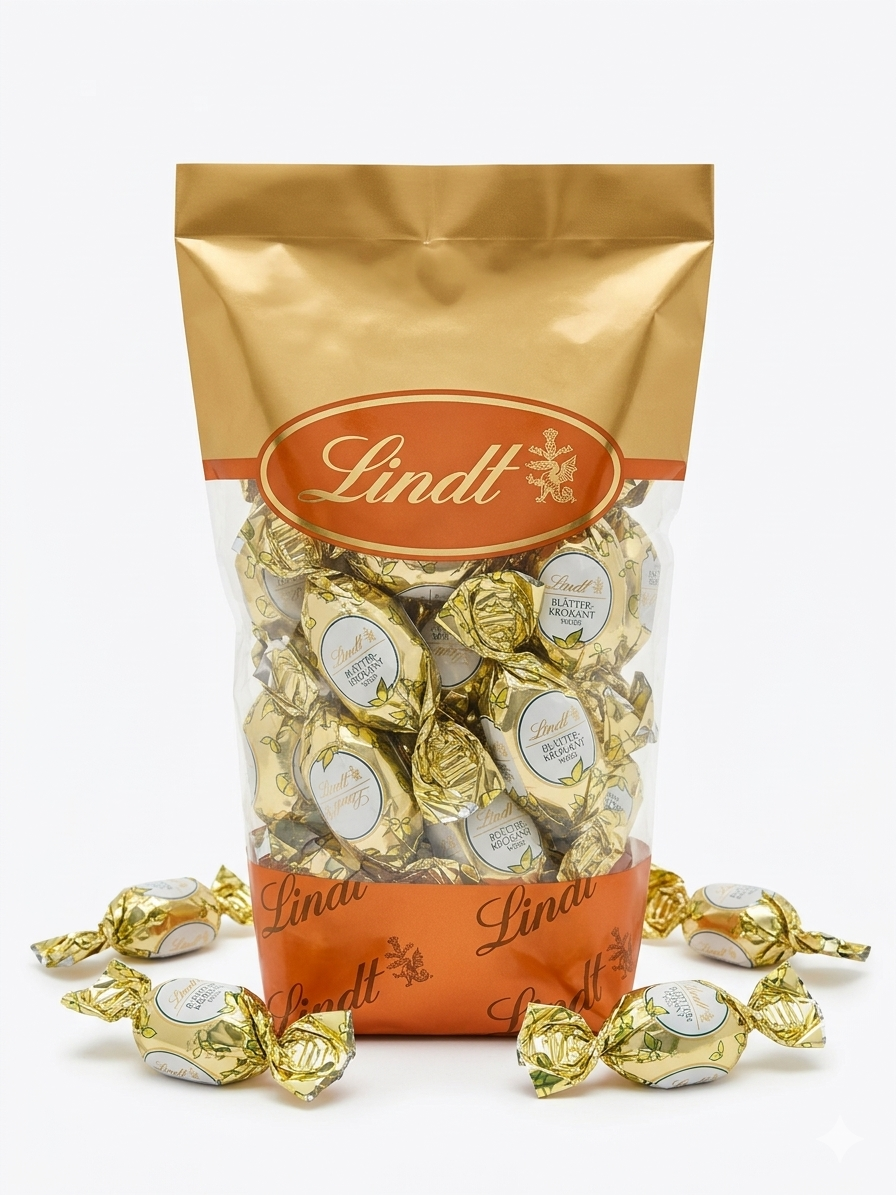 Lindt Blätterkrokant gewickelt in weisser Schokolade, 500g