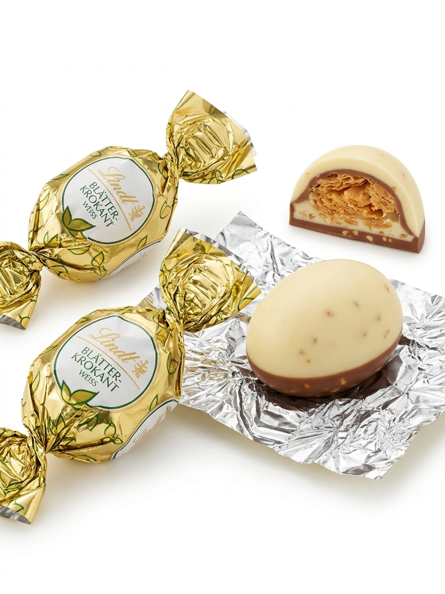Lindt Blätterkrokant gewickelt in weisser Schokolade, 500g
