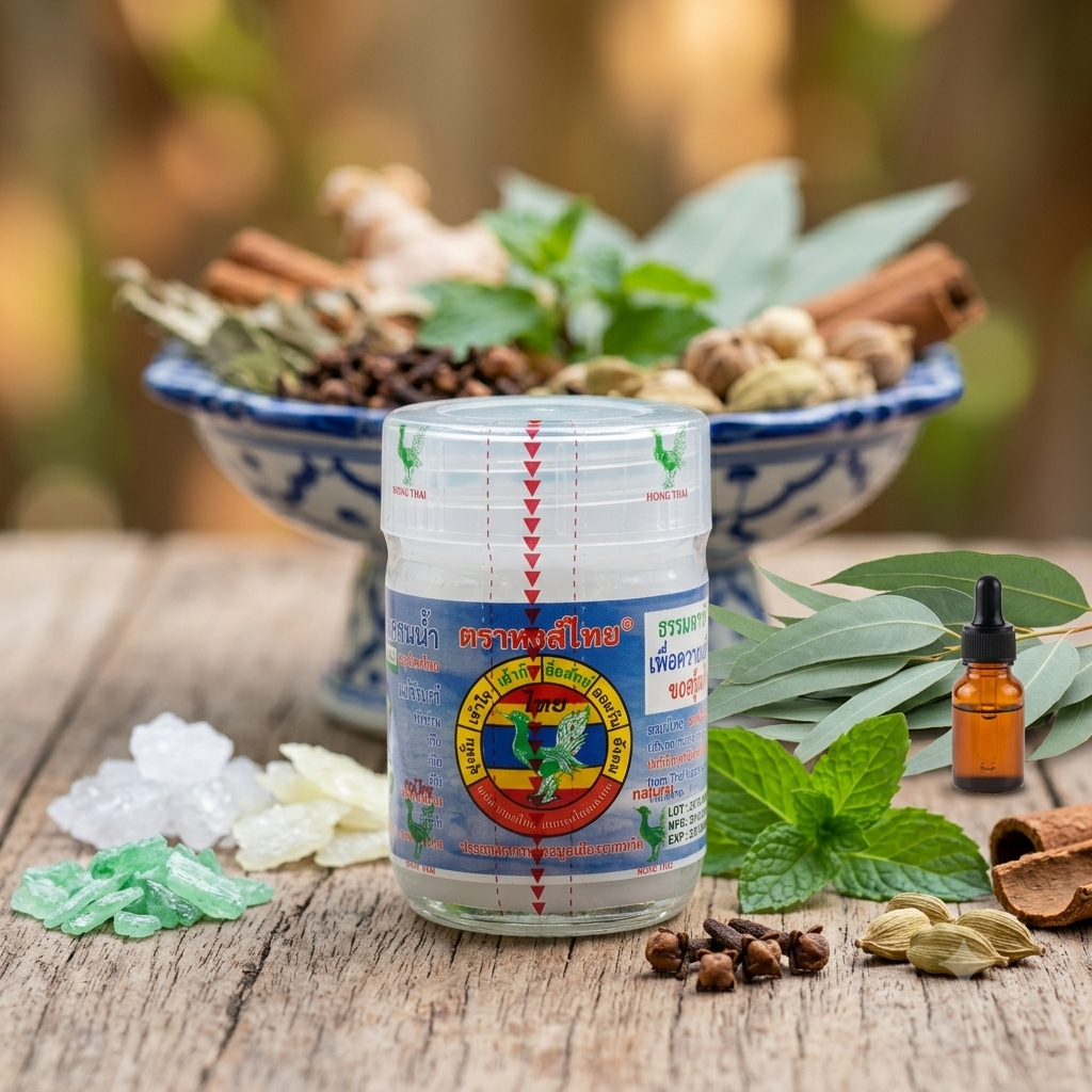 Hong Thai Riechdose – 100 % natürlich - Rezeptur Weiß | Atherische Öle Aromadose zur Erfrischung aus Thailand 1 Dose