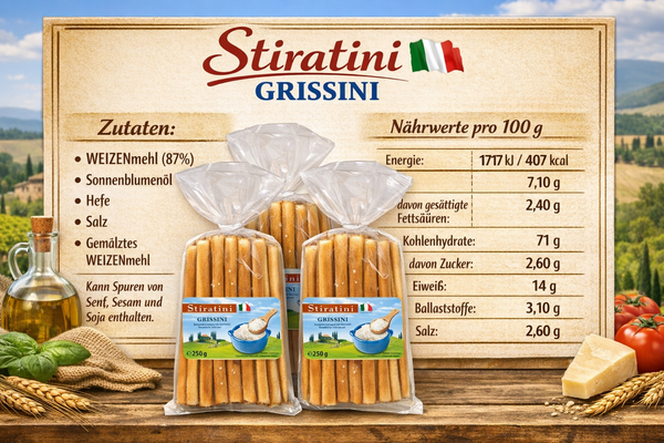 Stiratini | Grissini Brotgebäckstangen mit Meersalz | 4x 250g |  1000g