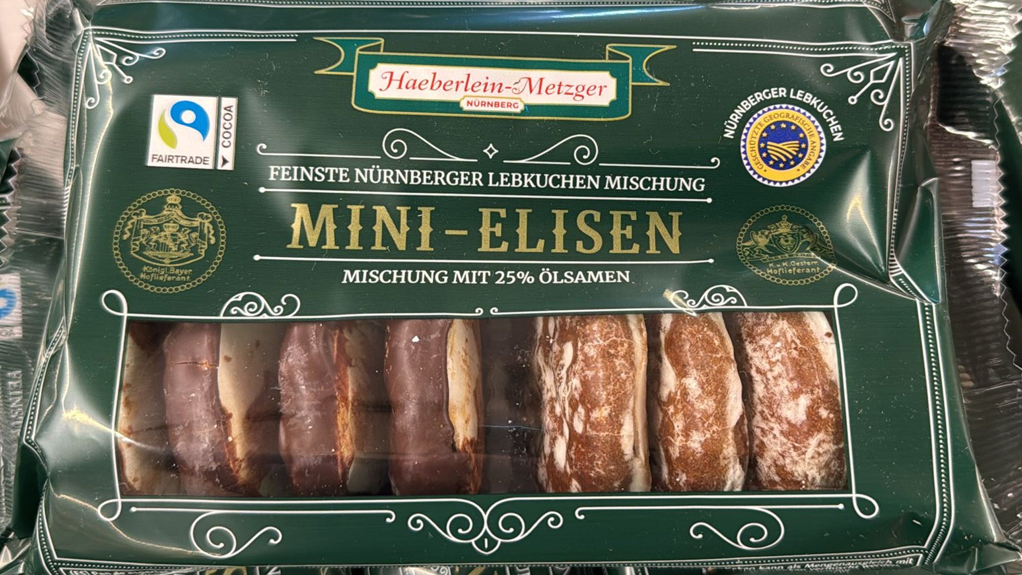Elisen Oblatenlebkuchen Haeberlein Metzger Mini Elisen schoko & glasiert (3x 200g) MHD: 5/2026