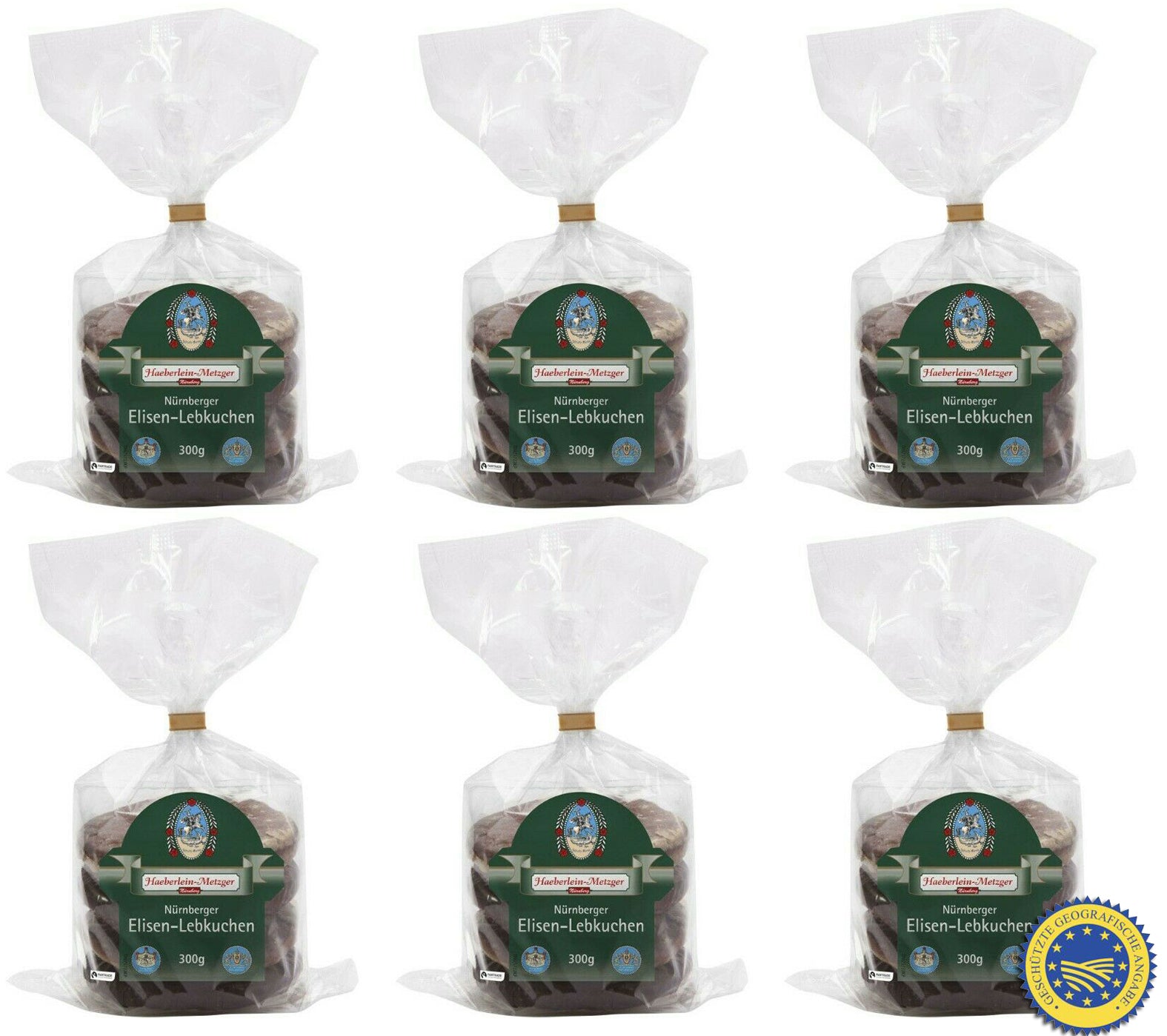 Haeberlein Metzger Elisen Lebkuchen zweifach Glasier und Schokoliert 6 x 300gr MHD: 30/04/2026