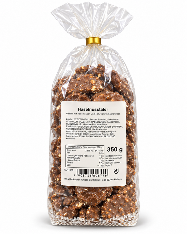 Haselnusstaler mit 40% Vollmilchschokolade 350g