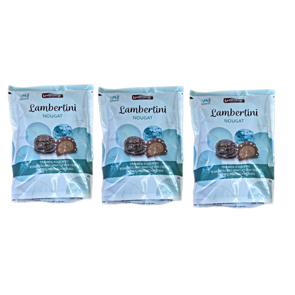 3x140g Lambertz Lambertini mit Haselnuss-Nougat Füllung, umhüllt von Crispies und Vollmilchschokolade
