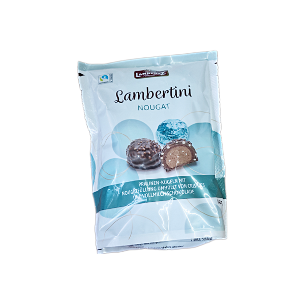 140g Lambertz Lambertini mit Nougatfüllung, umhüllt von Vollmilchschokolade und Crispies