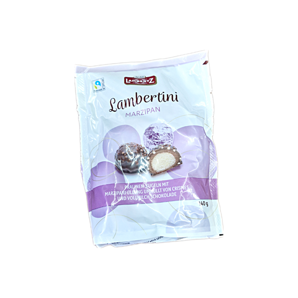 140g Lambertz Lambertini mit Marzipanfüllung, umhüllt von Vollmilchschokolade und Crispies