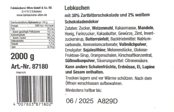 Feinbäckerei Otten Nuss-Honig Printen 2000g