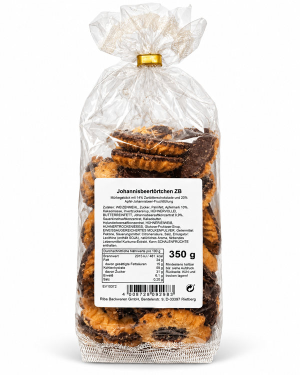 Johannisbeertörtchen ZB 350 g – mit 20% Fruchtfüllung & 14% Zartbitterschokolade