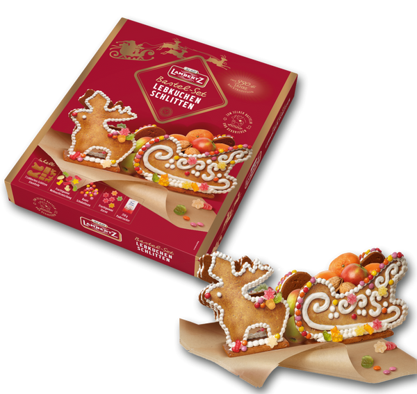Lambertz Lebkuchen Schlitten mit Dekor Bastel-Set 828 g