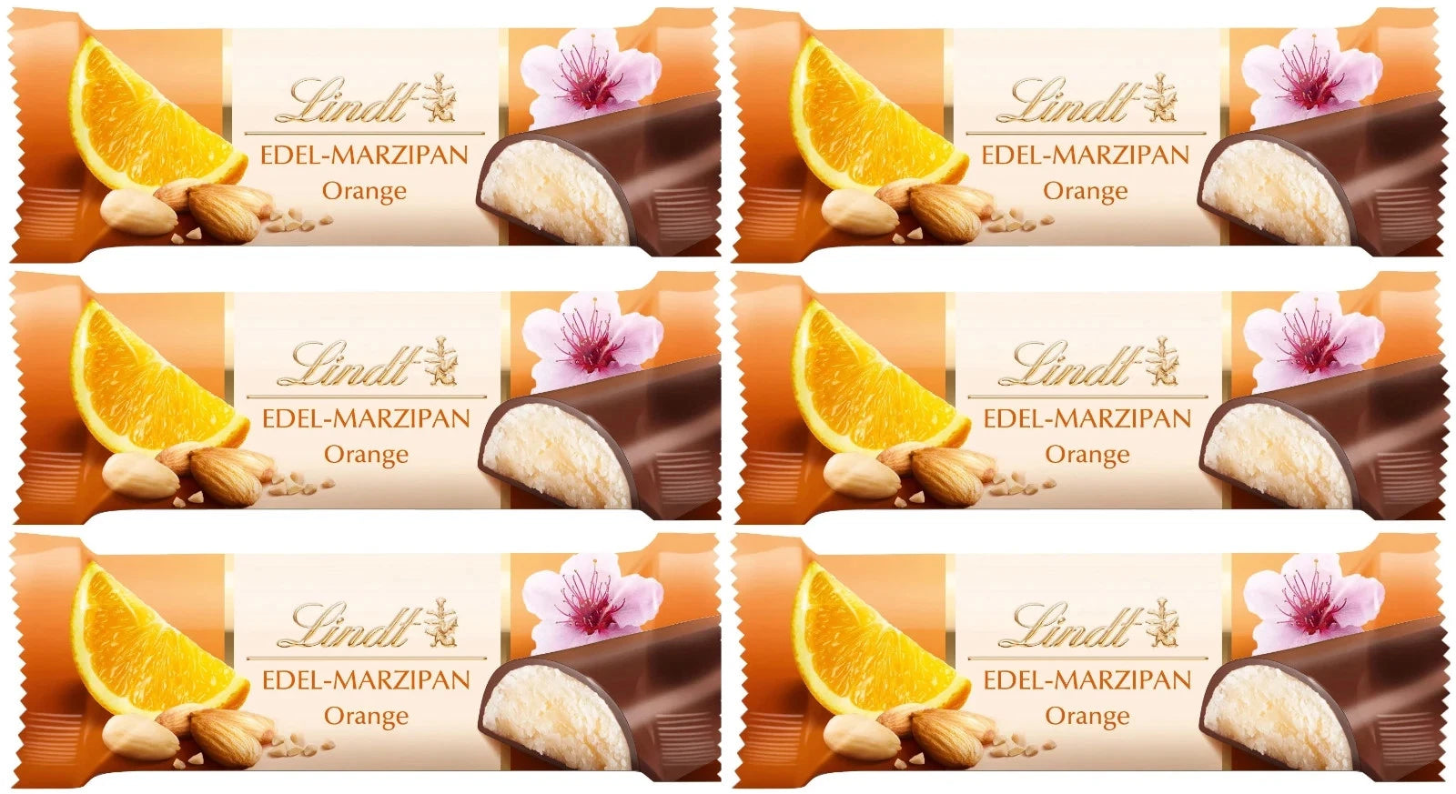 Orangen Marzipan Riegel Lindt Schokolade  6 x 50 g