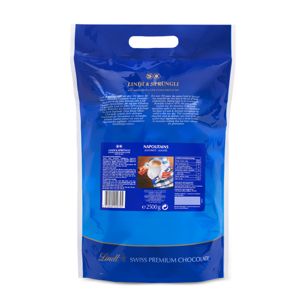 Lindt Napolitains Premium Swiss Schokolade 2,5 kg | 375 Mini Tafeln Milch-Nuss, LINDOR Milch, Cresta, Weiß, Crémant Schokoladengeschenk