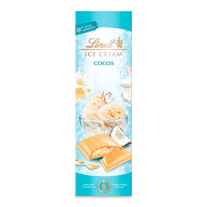 LINDT Sommer-Tafeln 3x 100g Weisse Schokolade mit erfrischend exotischer Cocos Füllung 300g