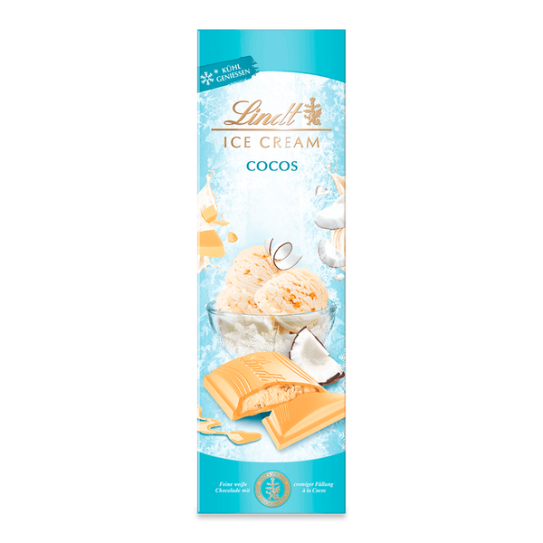 LINDT Sommer-Tafeln 4x 100g Weisse Schokolade mit erfrischend exotischer Cocos Füllung  400g