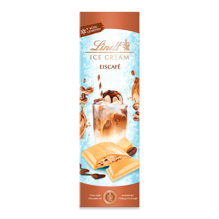 Lindt Schokolade Eiscafé 3x 100 g Tafel  Weiße Schokolade mit aromatischer Eiscafé-Créme-Füllung | Kühl genießen | Schokoladentafel | Schokoladengeschenk