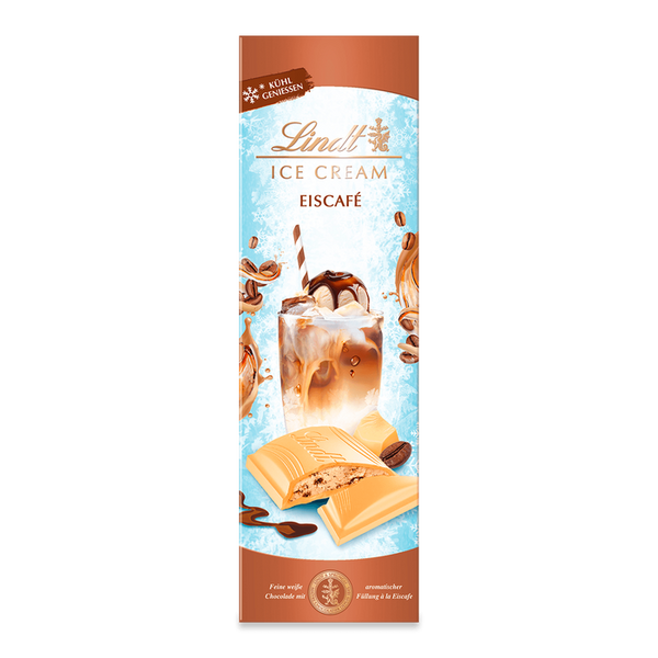 Lindt Schokolade Eiscafé 3x 100 g Tafel  Weiße Schokolade mit aromatischer Eiscafé-Créme-Füllung | Kühl genießen | Schokoladentafel | Schokoladengeschenk