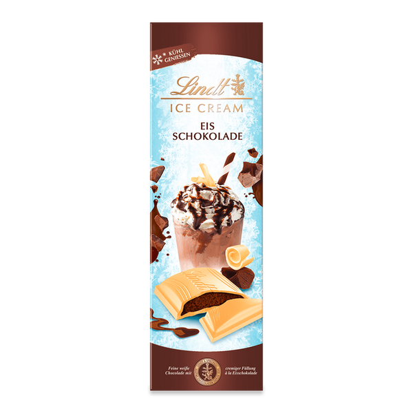 Lindt Eisschokolade weisse Schokolade mit Schkokoeis Creme gefüllt Sommertafel (100g Tafel)