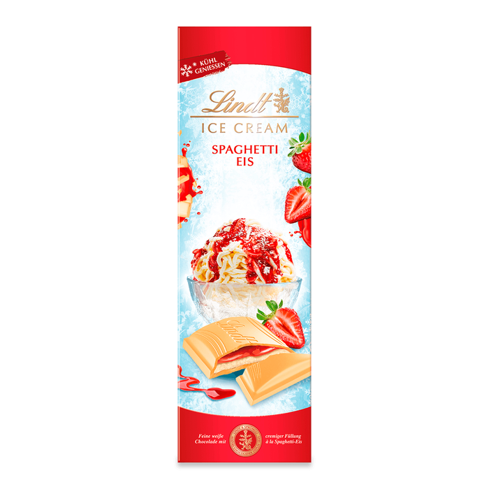 Lindt Spaghetti-Eis | 3x 100 g Tafel | Weiße Schokolade mit cremiger Füllung à la Spaghetti-Eis | Kühl genießen | Schokoladentafel | Schokoladengeschenk