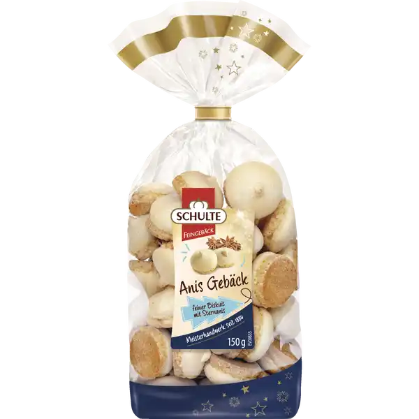 Schulte Anis Gebäck | Feiner Biskuit mit Sternanis | 150g | MHD 31.03.2026