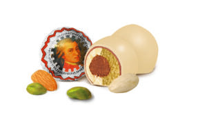 Henry Lambertz 500 g weisse Mozartkugeln mit Pistazen-Marzipan Nougat Füllung, Schokoladen Praline