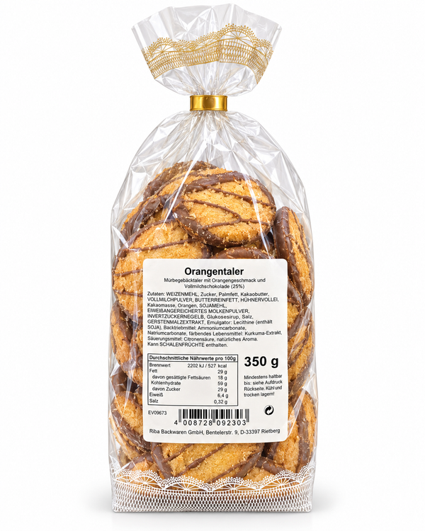Orangentaler mit 25% Vollmilchschokolade – 350 g